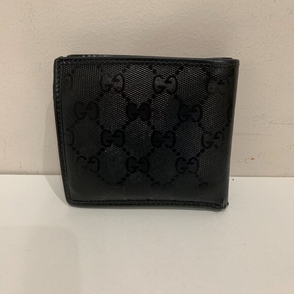 Gucci Black GG Imprime Bifold Wallet Sku#84194 (gently used, pocket peeling) - Picture 2 of 14